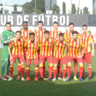 El once inicial que presentó el Lleida en el partido disputado el domingo ante el Valencia Mestalla.