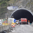 Las obras el pasado jueves en el túnel de Tresponts.