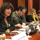 La consellera Teresa Jordà en su comparecencia en la comisión presidida por Marc Solsona. 