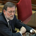 El expresidente del Gobierno central Mariano Rajoy, ayer mientras era interrogado en el Supremo.