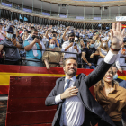 El líder del PP, Pablo Casado, en la convención del domingo.