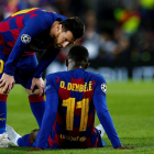 Messi se interesa por Dembélé el miércoles tras caer este lesionado.