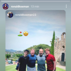 Màrius Guardiola, Koeman, Guardiola y Ronald Jr, el viernes en el Club de Golf Vallromanes.