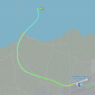 La trajectòria del vol de Sriwajaya abans de caure al mar.