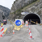 Las obras del túnel de Tresponts, que ayer estaban ya paralizadas.
