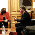 L’alcaldessa de Barcelona, Ada Colau, i el president del Barça, Joan Laporta, ahir durant la reunió.