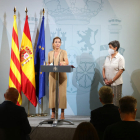 La ministra Raquel Sánchez, al costat de la delegada del Govern a Catalunya, Teresa Cunillera, ahir.