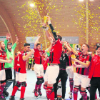 Los jugadores del Wolfurt celebran el ascenso, conseguido este fin de semana.