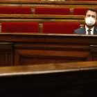 Pere Aragonès, ayer en la sesión de control en el Parlament.
