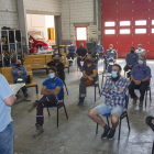Reunión ayer de los bomberos voluntarios en Agramunt. 