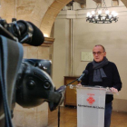 El alcalde de Lleida, Miquel Pueyo, durante una rueda de prensa.