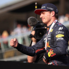 Max Verstappen celebra la pole després de la carrera a l’esprint.