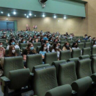 Alumnes de primer de la UdL en una de les sessions de benvinguda del curs escolar 2021-2022 al Rectorat.