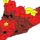 Mapa del pla Alfa de risc incendis per aquest dissabte 14 d'agost.