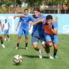 El Lleida es va exercitar ahir a l’Annex per preparar el partit.