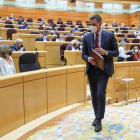 El presidente del Gobierno, Pedro Sánchez, ayer en la sesión de control en el Senado.
