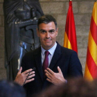 Sánchez, en el Palau de la Generalitat.