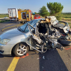 Estado en el que quedó el turismo tras el accidente.