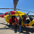 L’empresa Helitrans Pyrinees gestiona els vols de la base GRAE a la Seu i du a terme els rescats amb un helicòpter Bell 429.