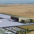 Recreación virtual de los dos nuevos edificios del aeropuerto. 