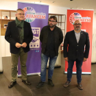 José Luis Aguilà, Camil Ros y el secretario de Política Social Empleo de UGT de Lleida, Ramon Moreno.