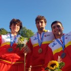 Pau Etxaniz, Manuel Ochoa i Miquel Travé, amb la medalla de bronze de l’Europeu sub-23.