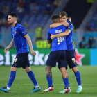 Jugadors italians celebren un dels tres gols que van anotar ahir a Suïssa.