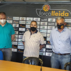 Joaquín Prado, Gustavo Aranzana i Albert Aliaga, ahir a la sala de premsa del Barris Nord.