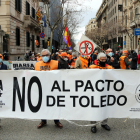 Protesta de la Marea Pensionista este lunes en las calles de Barcelona. 
