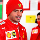 Carlos Sainz, ayer con su uniforme en Ferrari.