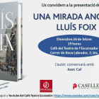 Lluis Foix presenta 'Una mirada anglesa' i conversarà amb Juan Cal