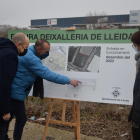 La visita de l'alcalde de Lleida, Miquel Pueyo, i el regidor Jaume Rutllant als terrenys on es construirà la nova deixalleria municipal.