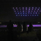 Un moment de l’espectacle visual amb drons ahir a la nit a Alcarràs.