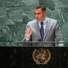 Sánchez durante su intervención en la Asamblea de la ONU. 
