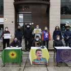 Presentación ayer de la marcha por la libertad de un líder kurdo.