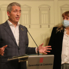 Los consellers Josep Gonzàlez-Cambray y Natàlia Garriga, ayer valorando la decisión del Supremo. 