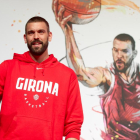 Marc Gasol durante su presentación como nuevo jugador del Bàsquet Girona en Fontajau.