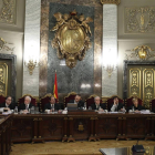 Els set magistrats del Suprem que van jutjar la cúpula de l’1-O, en la primera sessió del judici.