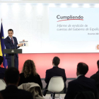 El presidente del Gobierno, Pedro Sánchez, ayer durante la presentación del informe de rendición de cuentas de 2021.