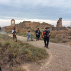 El quartet Segallosa Band de Fraga, en ple enregistrament del videoclip al poblat de Cardell.