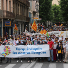 Los manifestantes recorrieron el centro de Perpinyà.