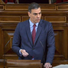 El president del Govern espanyol, Pedro Sánchez, durant la seua intervenció al Congrés aquest dimecres.