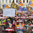 Manifestació ahir de l’ANC a Barcelona amb 3.000 persones.