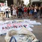 Imagen de una protesta del sector de la hostelería de Lleida el pasado mes de julio.