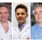 Los doctores premiados del Arnau de Vilanova, Daniel Lacasta, Mindaugas Gudelis y Javier Trujillano.