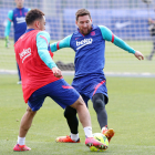Leo Messi, durant l’entrenament de l’equip barcelonista abans del clàssic.