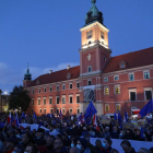 Protesta a favor de a Unión Europea en Varsovia.