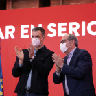 Sánchez, ayer, con el candidato socialista Ángel Gabilondo.