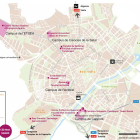 Mapa de los campus UdL en la capital del Segrià