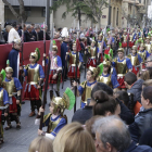 Els Armats de la Sang, ahir, desfilant a la processó dels Dolors de Lleida.